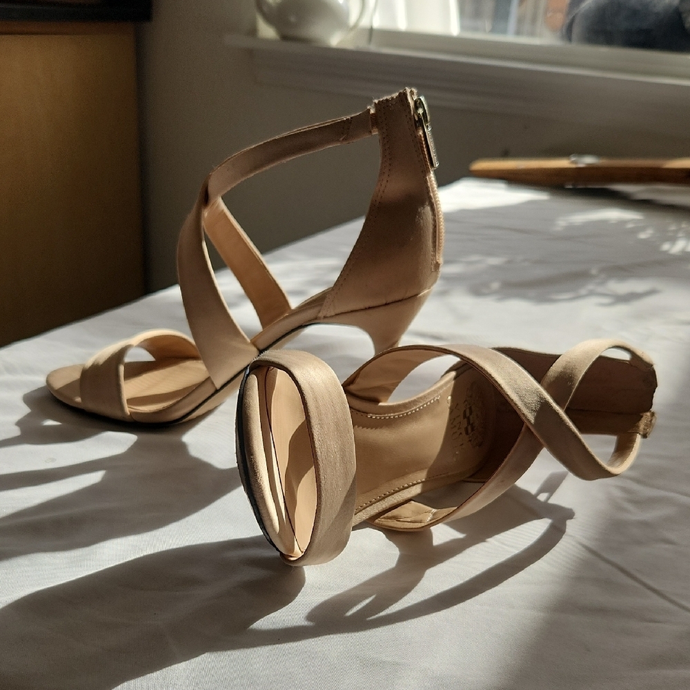 Vince Camuto Tan Strappy Heels with Stiletto